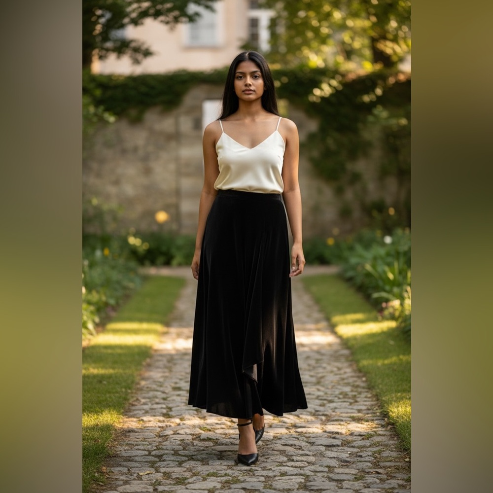 VTG 90s Isabella Bird Black Velvet‎ Silk Blend Maxi Skirt Whimsigoth 6